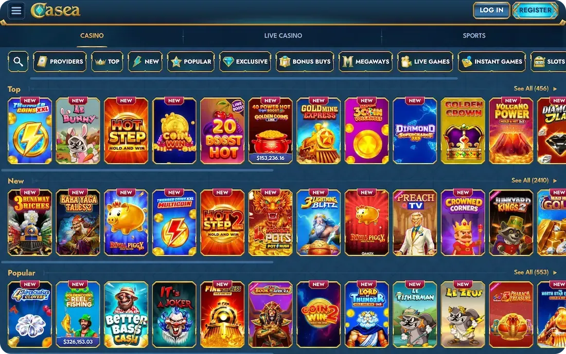 Catalogo giochi Casea Casino